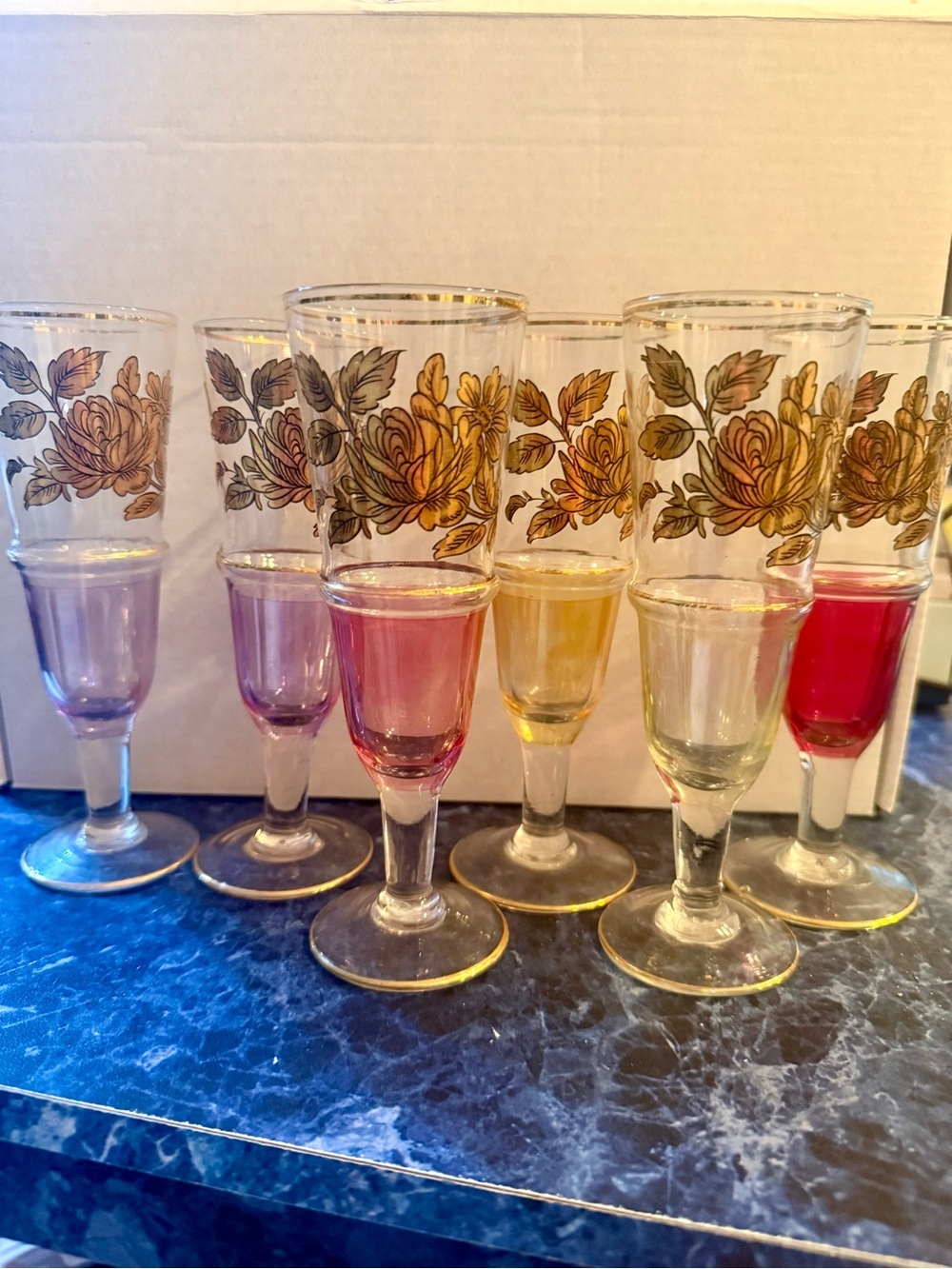 Vintage Italian MCM Multi-Color Cordial Glasses Set Timon Collezione Retro AS IS
